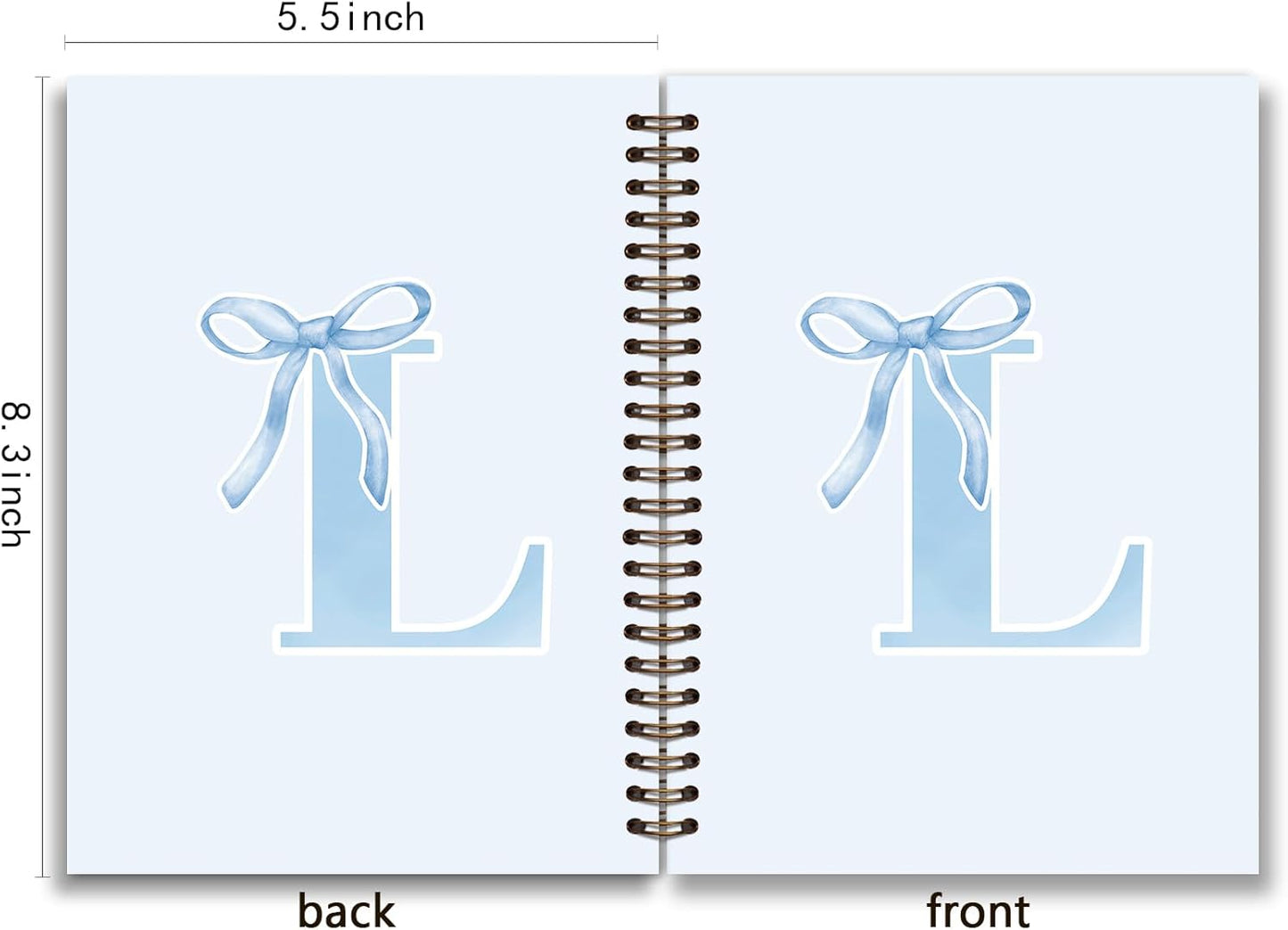 Blue Bow Journal Notebook for Girls,Initial H Journals Personalized Diary Gifts for Teen Girl Kids,Monogrammed Gifts for Women,Trendy Coquette Cute Hardcover Spiral Notebook 5.5 x 8.3 - Colors B