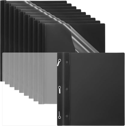 PATIKIL Plastic Report Covers with Prong, 10 Pcs 80 Sheet Capacity Clear Front Presentation Binders with 3 Metal Prong Fasteners Report Folder for Resume Documents Files Letter, Dark Blue