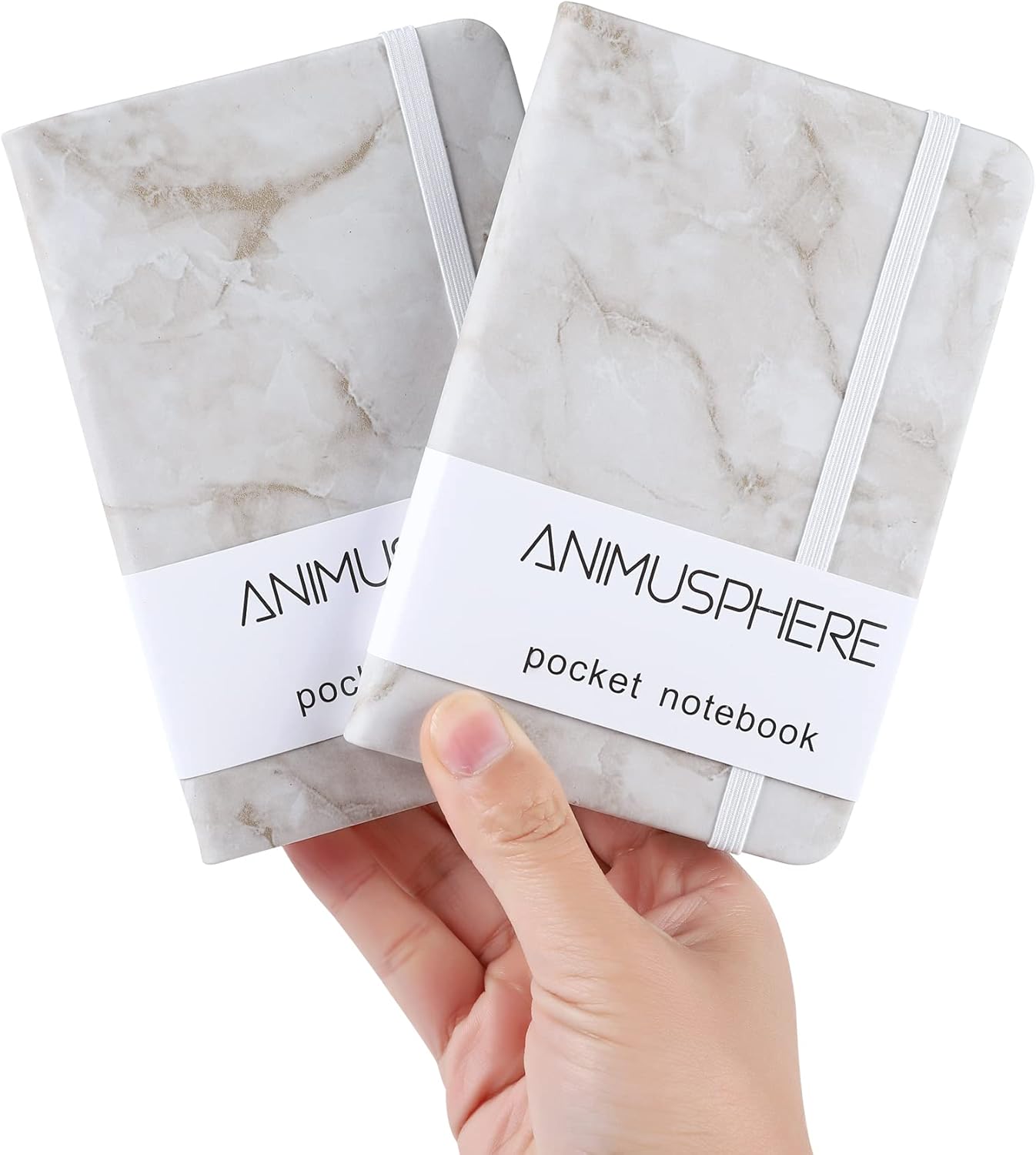 2Pack Pocket Notebook Small Notebook Journal Notebook 4 inches x 5.7 inches 200 Pages Leather Cover With Pen Holder Page Marker Ribbons(Black)