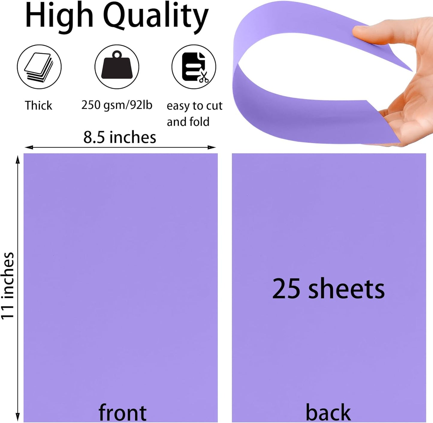 25 Sheets Black Cardstock Paper 8.5'' x 11'', 250gsm/92lb Thick Paper for Scrapbook, Invitations, Printing and DIY Cards