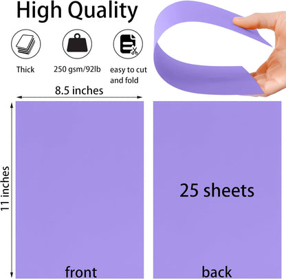 25 Sheets Black Cardstock Paper 8.5'' x 11'', 250gsm/92lb Thick Paper for Scrapbook, Invitations, Printing and DIY Cards