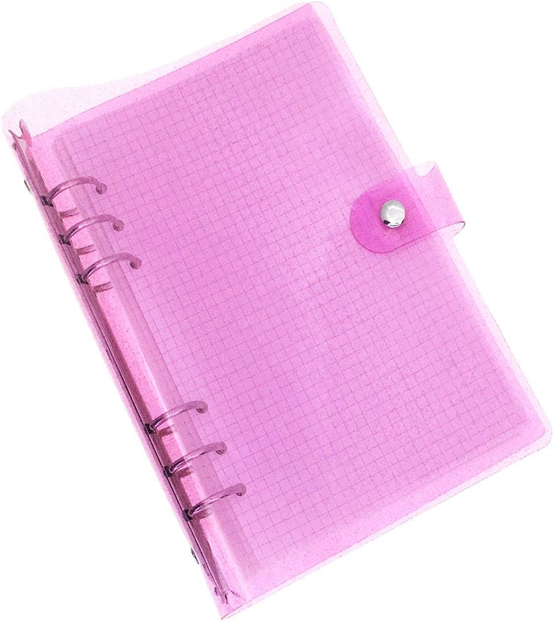 A6 A5 6-Holes Colorful PVC Cover Round Ring View Binder with Snap Button Closure File Folder for Loose Leaf Sheet Protectors Notebook Refill (Pink Daisy, A5 Mini Set) - Colors B