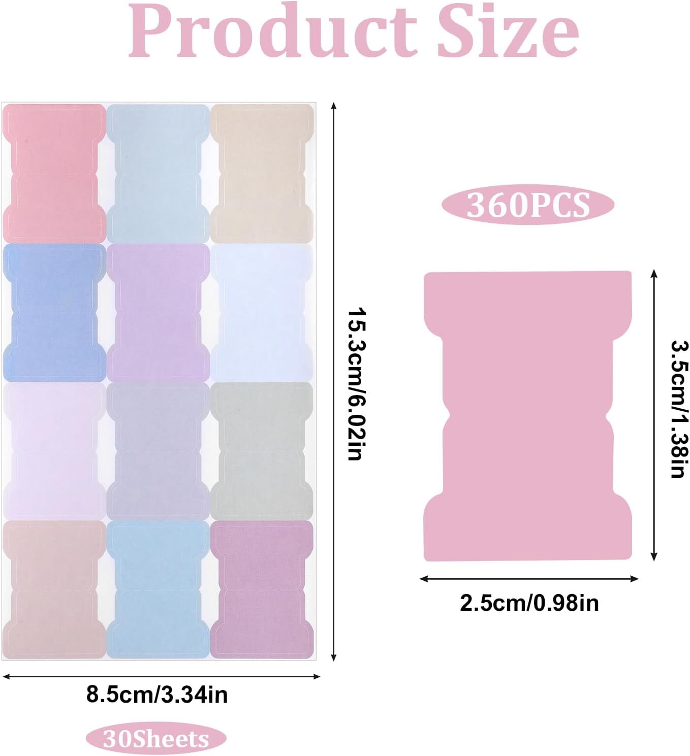 30 Sheets/360 Pieces Sticky Index Tabs,Double Sided Index Tab Blank Planner Tab Writable Self Adhesive Tabs for Notebooks Planner(Bohemian)