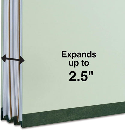 Staples Pressboard Classification Folder, Legal Size, 2 Dividers, 2.5″ Expansion, Light Gray/Green, Durable Construction, 20/Carton