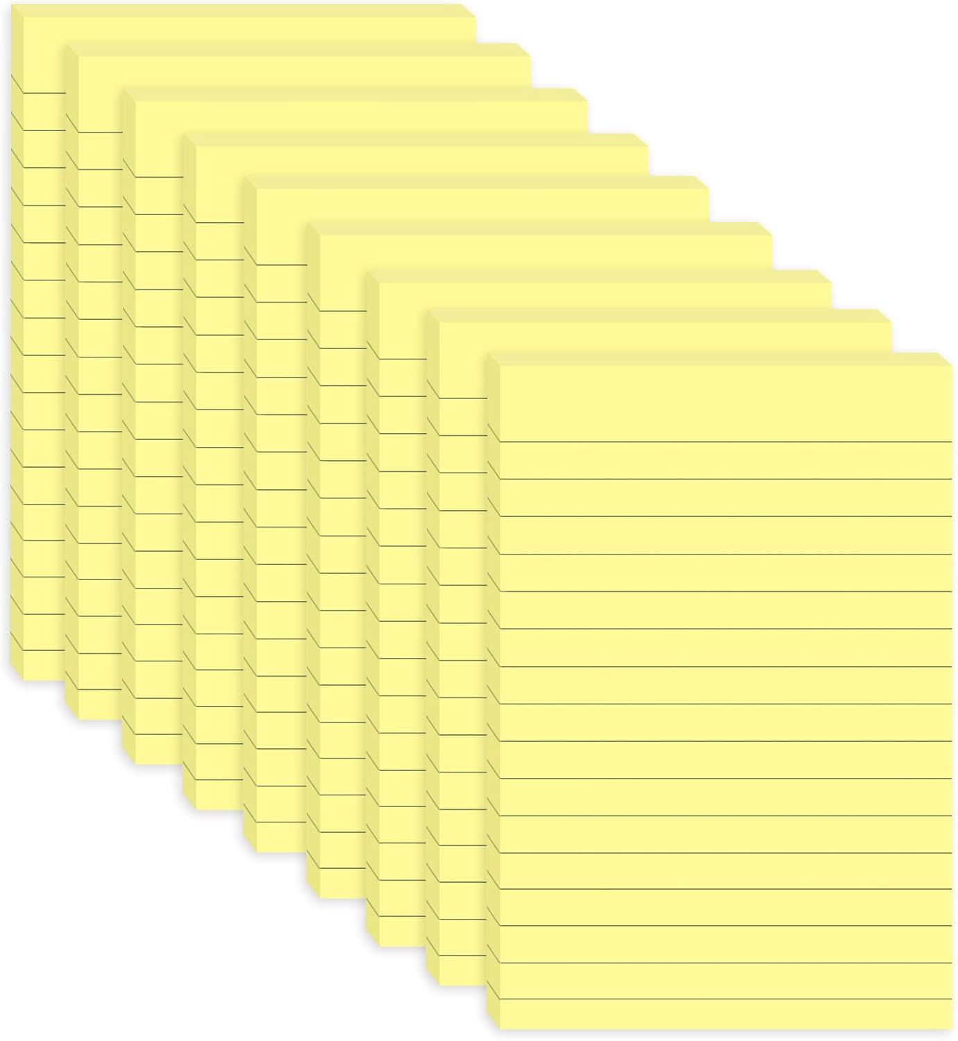 9 Pack Lined Sticky Notes 4X6 in Post Sticky Notes with Lines, Large Ruled Post Sticky Colorful Super Sticking Power Memo Pads Strong Adhesive (Pink Themed)
