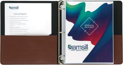 Samsill 1 Inch 3 Ring Binder, Leather, Black with Contrast Stitching, 8.5X 11 Inch, 3 Rings, Notebook Binder, Portfolio Organizer, Planner, Journal