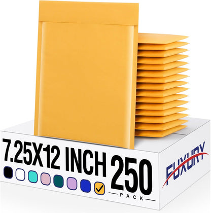 Fuxury Kraft Bubble Mailer 4x8” 50Pack Padded Envelopes Usable Size 4x7" Strong Adhesion Thick Bubble Envelopes Waterproof Cushioned Bubble Mailers Packaging for Small Business #000 Yellow