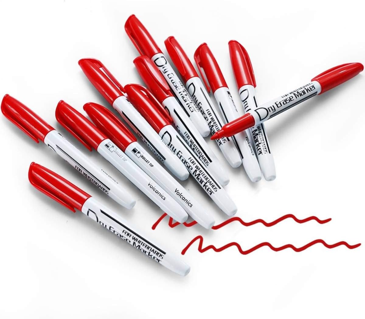 Volcanics Black Dry Erase Markers Low Odor Fine Whiteboard Markers Thin Box of 12