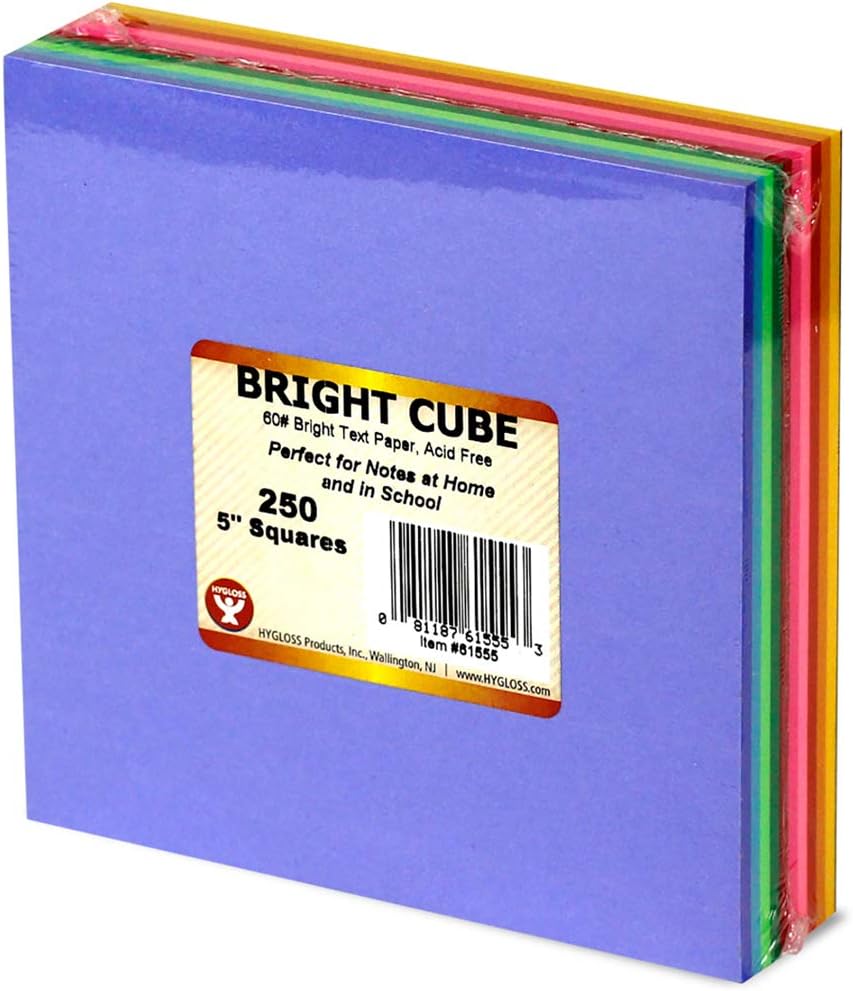 Hygloss Note Paper Cube - 3" Square Non-Sticky Memo Pad - 500 Sheets in White Color - Note Cubes - Perfect for Office & School Supplies - Not Sticky