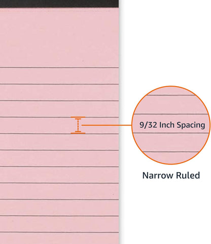 Amazon Basics Wide Ruled Lined Writing Note Pads with Sturdy Back, 8.5" x 11.75", Multicolor, 6-Pack, 300 Sheets, Perforated