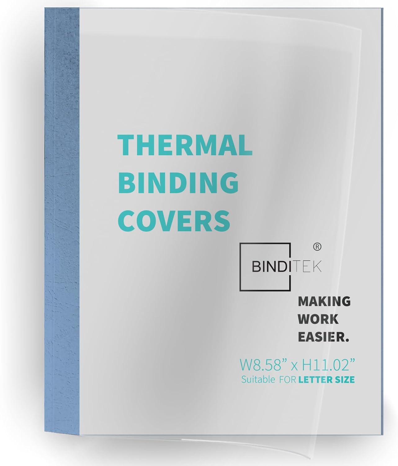 Binditek 20 Pack Thermal Binding Presentation Covers, 1/16 Inch Spine Holds 15 Sheets, Ultra Clear Front Cover, Black Paper Back Cover, Letter Size, for Students and Coworkers