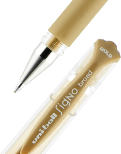 uniball Signo Gel Impact Pens, Bold Point (1.0mm), Metallic Pink Ink, 6 Pens