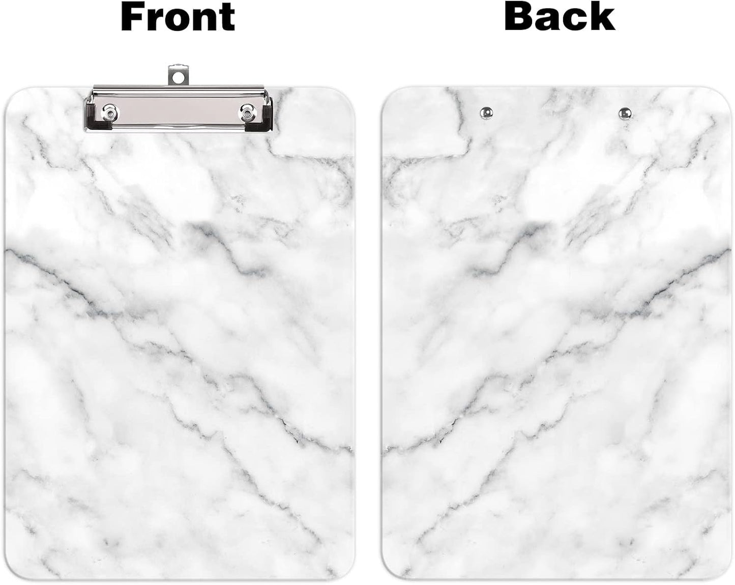 Hongri Plastic Cute Clipboard, Letter Size for Students, Teacher, Woman and Kids, Low Profile Clip, Decorative Pattern, Size 9 x 12.5 in, Dream Marble