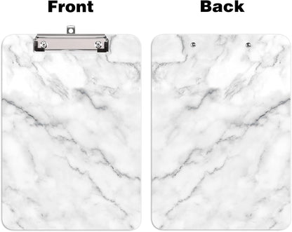 Hongri Plastic Cute Clipboard, Letter Size for Students, Teacher, Woman and Kids, Low Profile Clip, Decorative Pattern, Size 9 x 12.5 in, Dream Marble