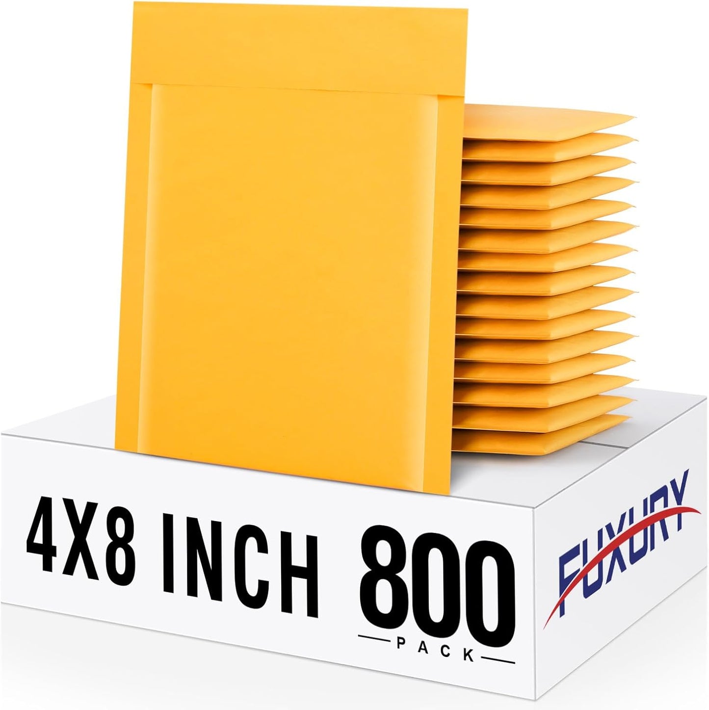 Fuxury Kraft Bubble Mailer 4x8” 50Pack Padded Envelopes Usable Size 4x7" Strong Adhesion Thick Bubble Envelopes Waterproof Cushioned Bubble Mailers Packaging for Small Business #000 Yellow