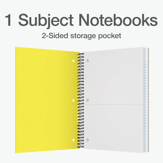 Oxford 1 Subject Spiral Notebook, Notebooks for School, Plastic Covers, Back to School Supplies, Wide Ruled, 100 Sheets, 5 Pack, Assorted Pastel Colors: Blue, Green, Yellow, Pink and Purple (1009292)