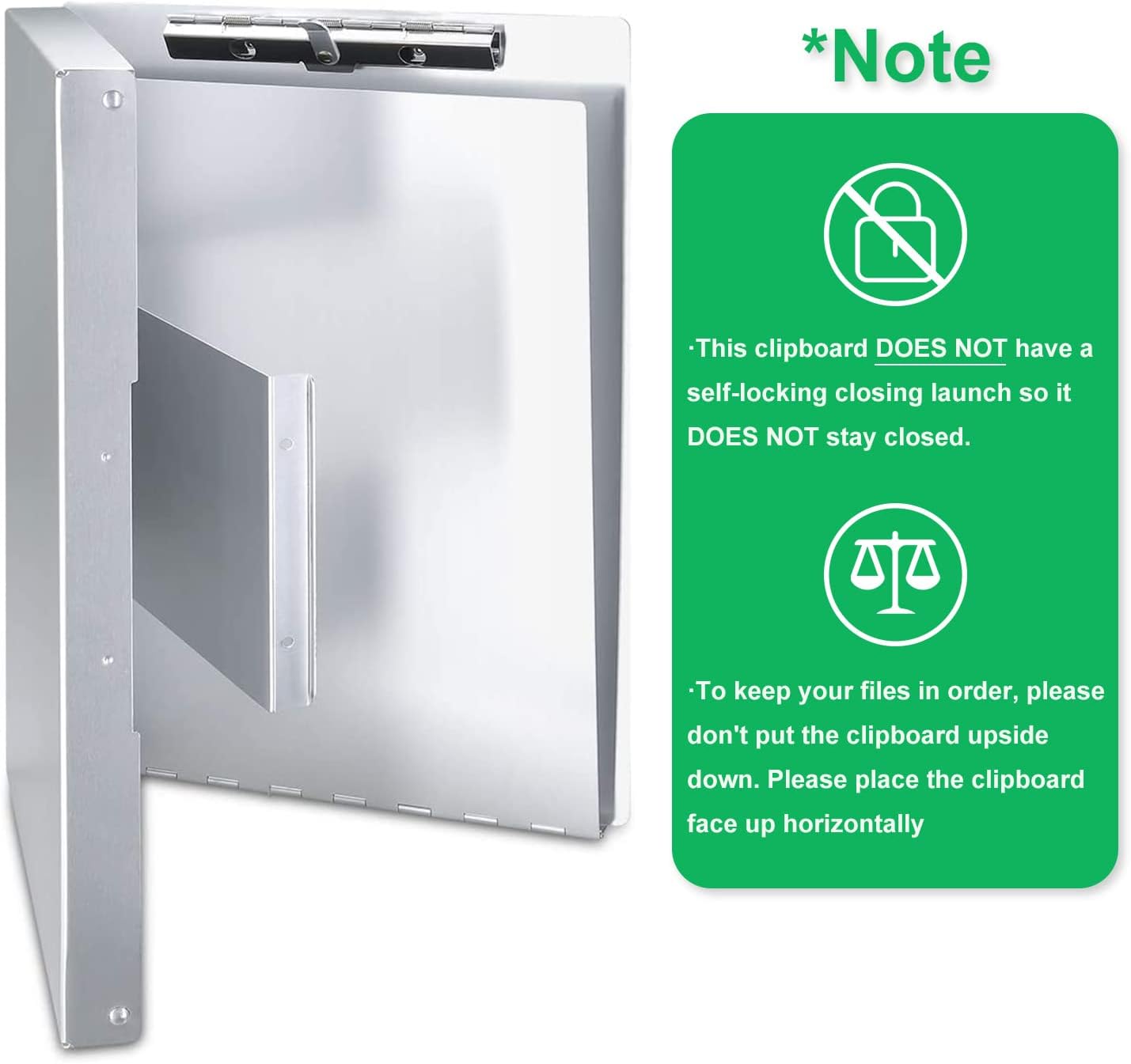 Sunnyclip Aluminum Clipboard with Storage (Letter Size), Metal Recycle Form Holder Portfolio Binder with Clip Inside Posse Box, for Office Business Medical Professionals Stationer
