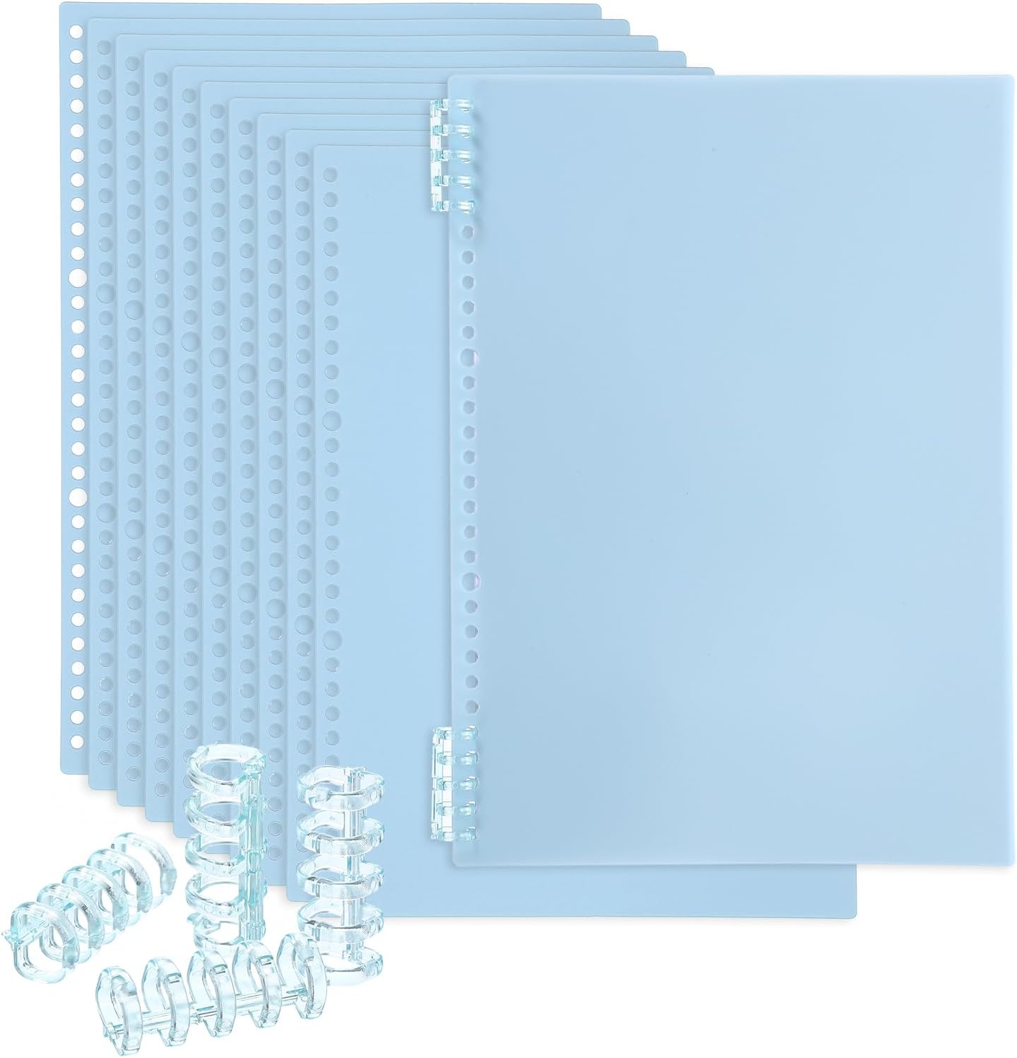PATIKIL 12 Pack Binding Covers, A5(8.4x5.7 Inch) 22 Mil Plastic Notebook Covers Sheets with Binding Comb for Book Report Presentation, Light Blue