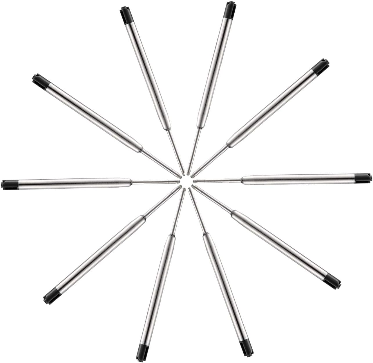 Obacle Ballpoint Pen Refills Black, 1.0mm Medium Point Smooth Writing for Ballpoint Pens, Black Ink, 3.85inch (9.8cm), 10 Pack (Black)
