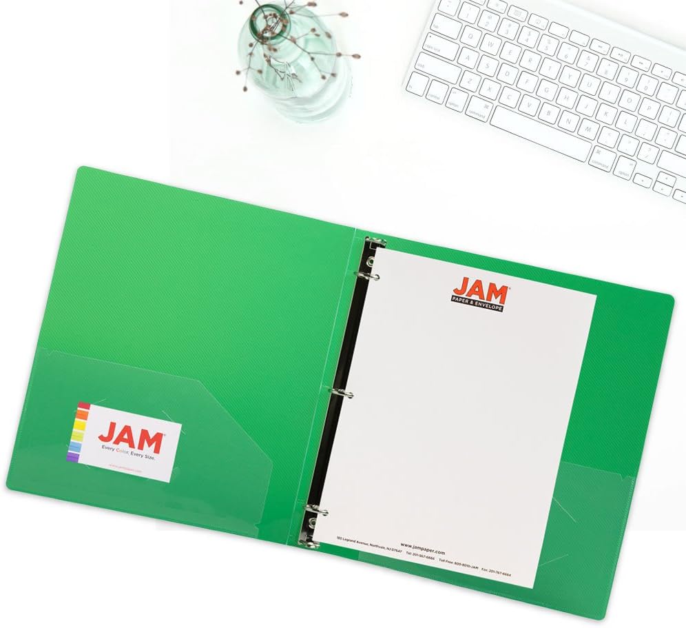JAM PAPER Plastic 0.75 inch Binder - Clear 3 Ring Binder - Sold Individually