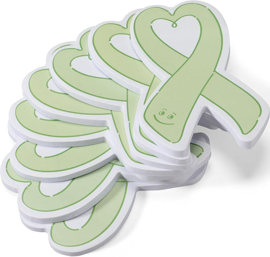 Teling 12 Pack Mental Health Awareness Items Sticky Notes Green Ribbon Self Stick Notepads Bulk for Office School Home Mental Health Month Party Supplies