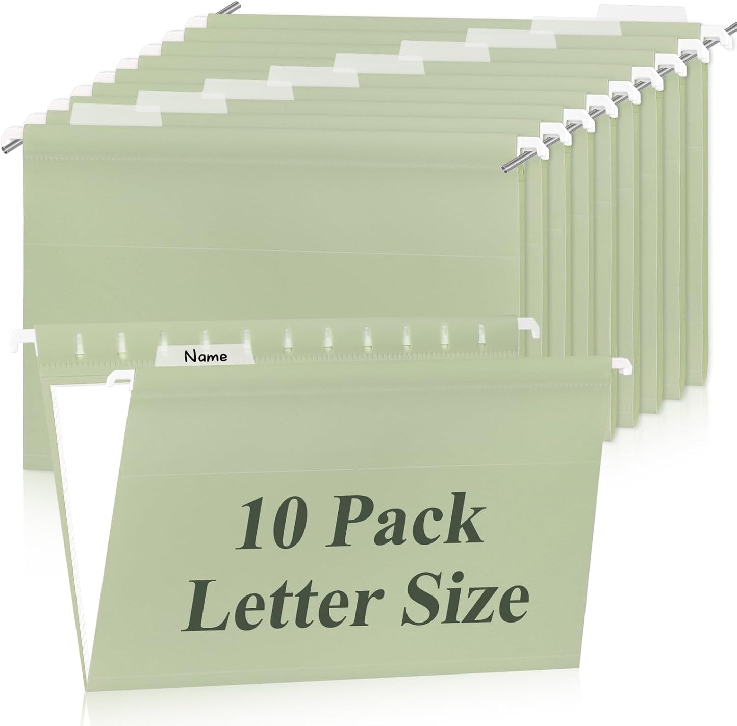 Letter Size Green Hanging File Folders Hanging Document Folder Plastic Transparent Hanging File Folder for File Cabinets Document Filing (20, Sage Green)