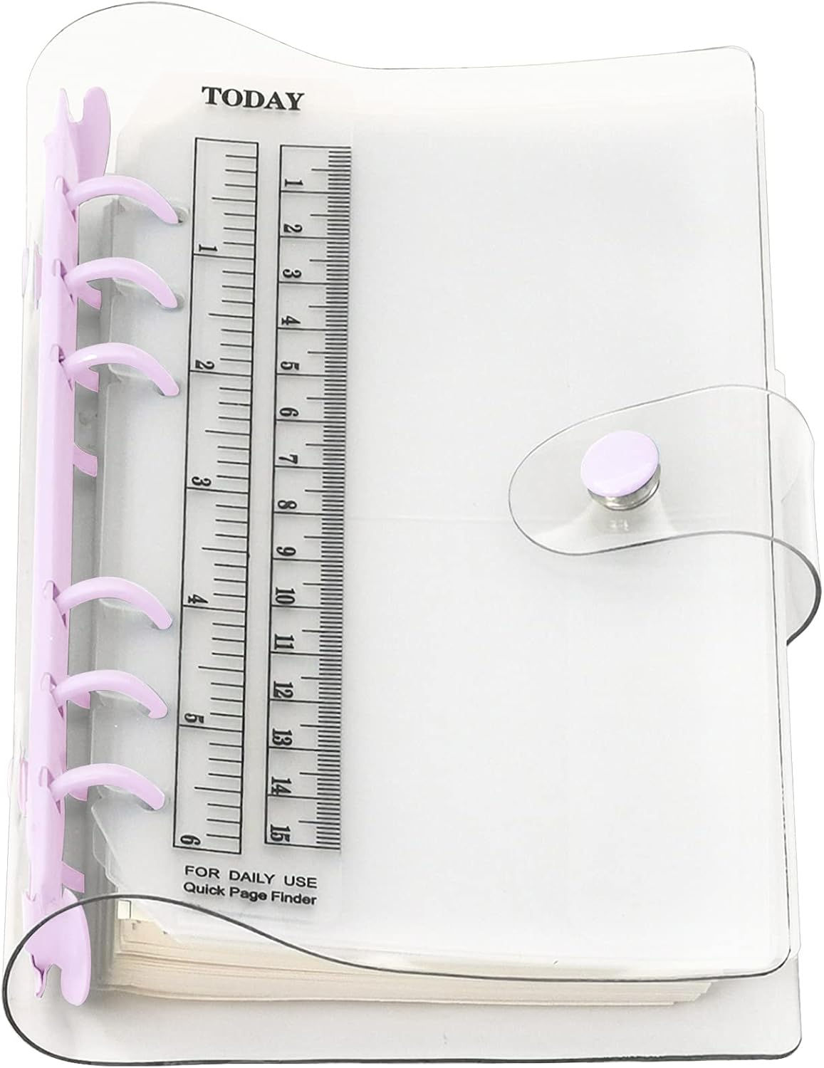 A6 A5 6-Holes Colorful PVC Cover Round Ring View Binder with Snap Button Closure File Folder for Loose Leaf Sheet Protectors Notebook Refill (Pink Daisy, A5 Mini Set) - Colors B