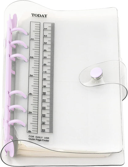 A6 A5 6-Holes Colorful PVC Cover Round Ring View Binder with Snap Button Closure File Folder for Loose Leaf Sheet Protectors Notebook Refill (Pink Daisy, A5 Mini Set) - Colors B