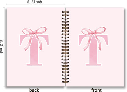 Blue Bow Journal Notebook for Girls,Initial H Journals Personalized Diary Gifts for Teen Girl Kids,Monogrammed Gifts for Women,Trendy Coquette Cute Hardcover Spiral Notebook 5.5 x 8.3 - Colors A