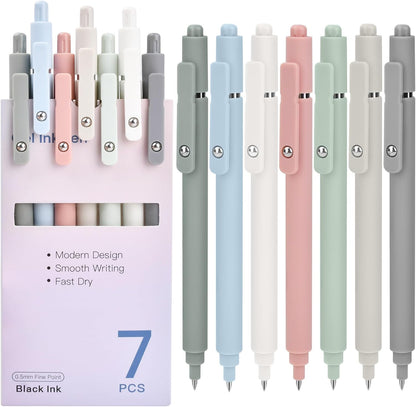 Donse 7 Pcs Gel Pens: 0.5mm Quick Dry Black Ink Fine Point Smooth Writing Pens High-End Series Ballpoint for Journaling Note Taking School Office Supplies Gifts for Women Men Nurse Teacher Students