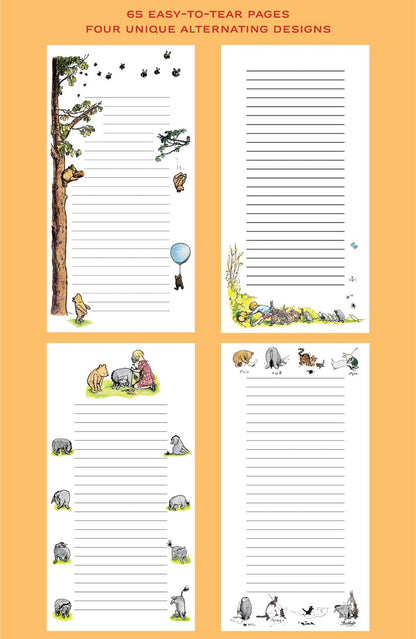 The Unemployed Philosophers Guild Winnie-The-Pooh Notepad- 65 Easy-Tear Paged Memo Desk Note Pad With 4 Alternating Page Designs, 8.25" x 4.25"