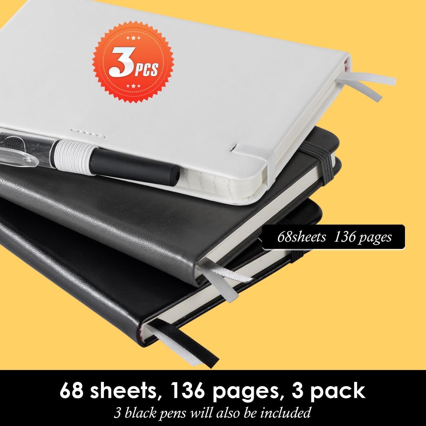 NIRMIRO Small Notebook Journals, 3 Pack Mini Pocket Note pads for Men & Women Writing, A6 Small Leather Notepad 3.7" x 5.7" with Pen, Black, Red, Green