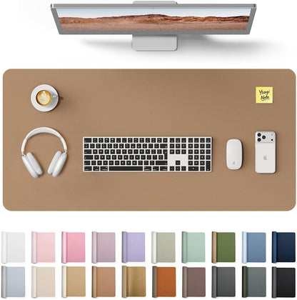 YSAGi Leather Office Desk Pad Protector, Large Mouse Pad, Non-Slip, PU Leather, Laptop Desk Blotter, Waterproof Writing Pad for Office and Home, Black, 23.6" x 13.8" - Colors A