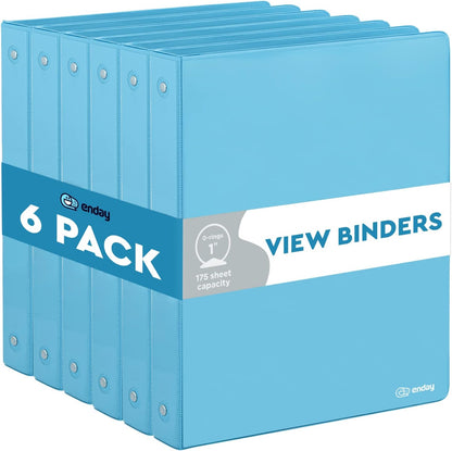 Enday 1 Inch Binder (6 Pack - Grey) 3 Ring Binder 1 inch with Clear View Cover and 2 Inside Pocket - for Letter Size 8.5 x 11'' Paper, Ideal for School Supplies, Office, and Home