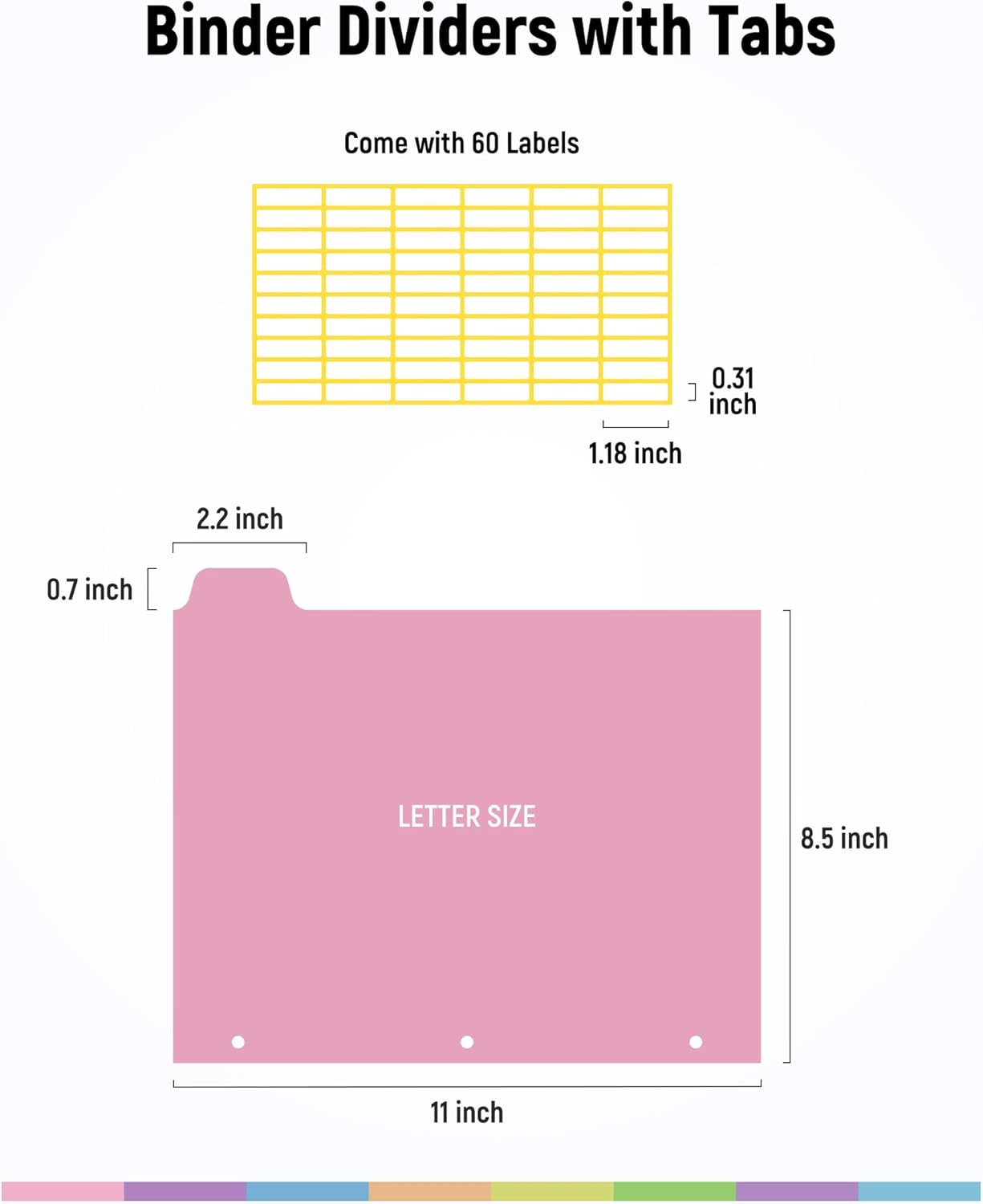 16 PCS 8 Tab Binder Dividers for 3 Ring Binder,Thicken, Write & Erase Reusable Waterproof Plastic Binders for School & Office Files, 2 Set, Extra 40 Labels