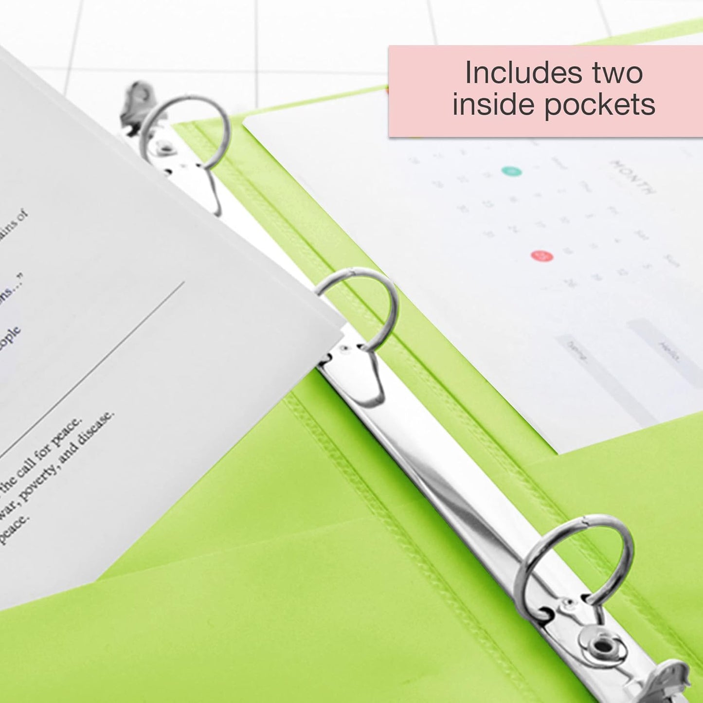 BAZIC Products 3 Ring Binder - Green, Economy View Binder with Clear Overlay Cover and Round Rings, Organizer for School Office Home Use, 1-inch Capacity Holds 175 Sheets Paper, 12-Pack