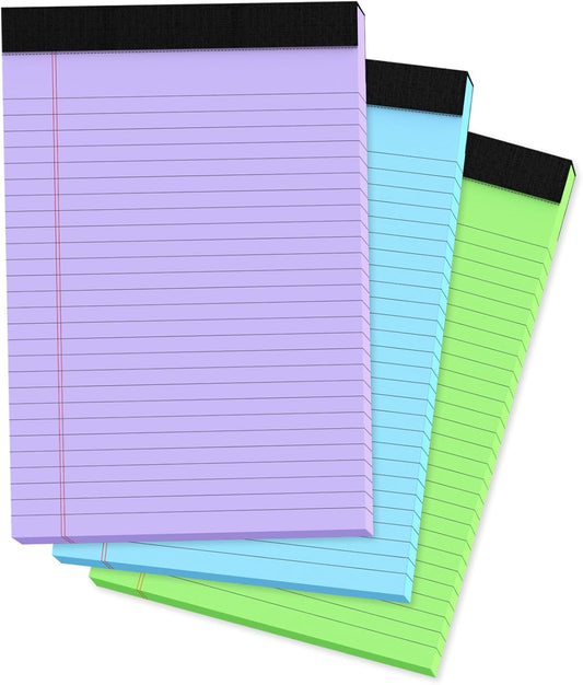 Note Pads 5x8, Narrow Ruled Legal Pad, Multicolor Small Notepads, 30 Sheet/notepad, 8 Pack Colored Legal Pads, Pink Legal Pad, Purple Notepad, Perforated Lined Note Pads for Study, Office, To-Do Lists