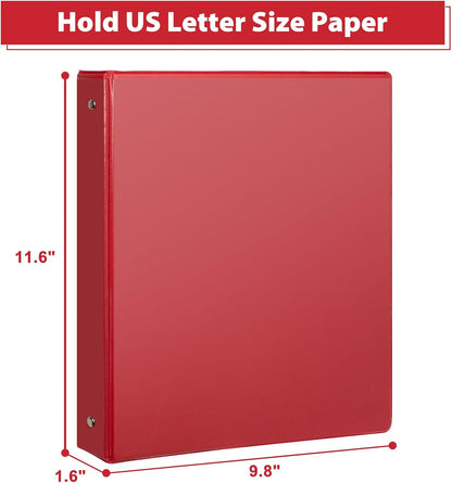 CIXILDTS 1-Inch Round Ring Binders, Standard 3 Ring Binder Fit Letter Size Paper, Presentation View Binders, 6 Packs, Assorted