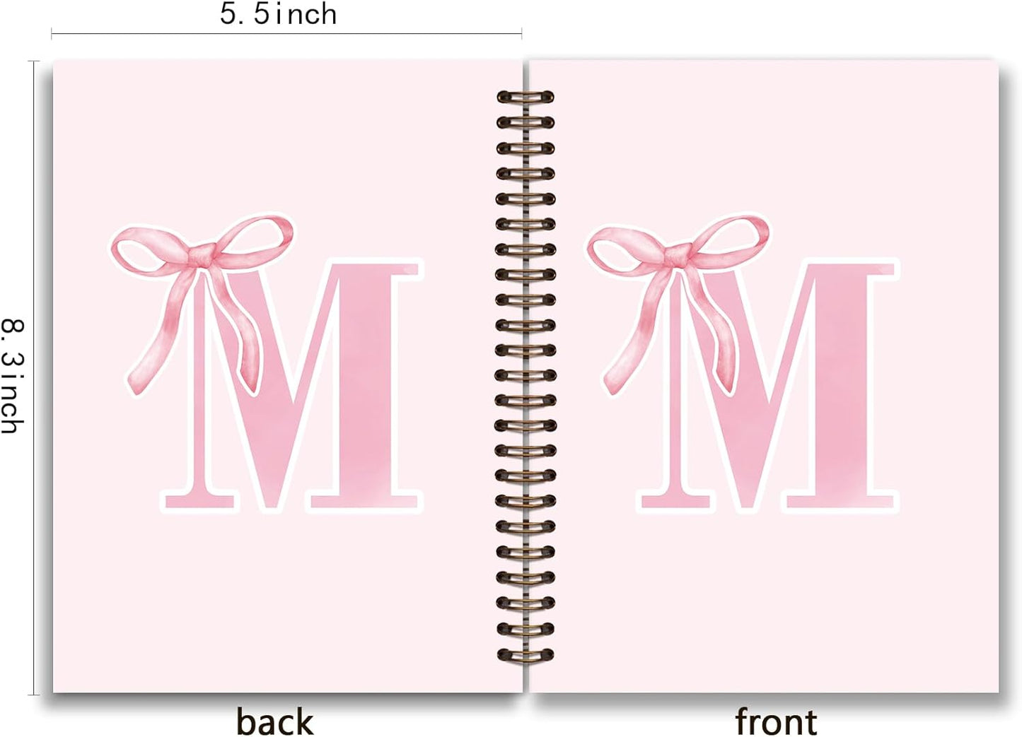Blue Bow Journal Notebook for Girls,Initial H Journals Personalized Diary Gifts for Teen Girl Kids,Monogrammed Gifts for Women,Trendy Coquette Cute Hardcover Spiral Notebook 5.5 x 8.3 - Colors B