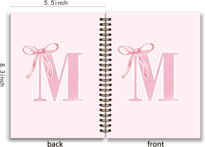 Blue Bow Journal Notebook for Girls,Initial H Journals Personalized Diary Gifts for Teen Girl Kids,Monogrammed Gifts for Women,Trendy Coquette Cute Hardcover Spiral Notebook 5.5 x 8.3 - Colors B