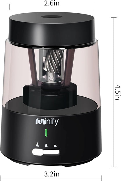 Pencil Sharpener Electric Pencil Sharpener Heavy Duty Blade Rechargeable Battery Powered Pencil Sharpeners for 6-8mm Colored Pencils Auto Stop Fast Sharpen in 3s (Black)