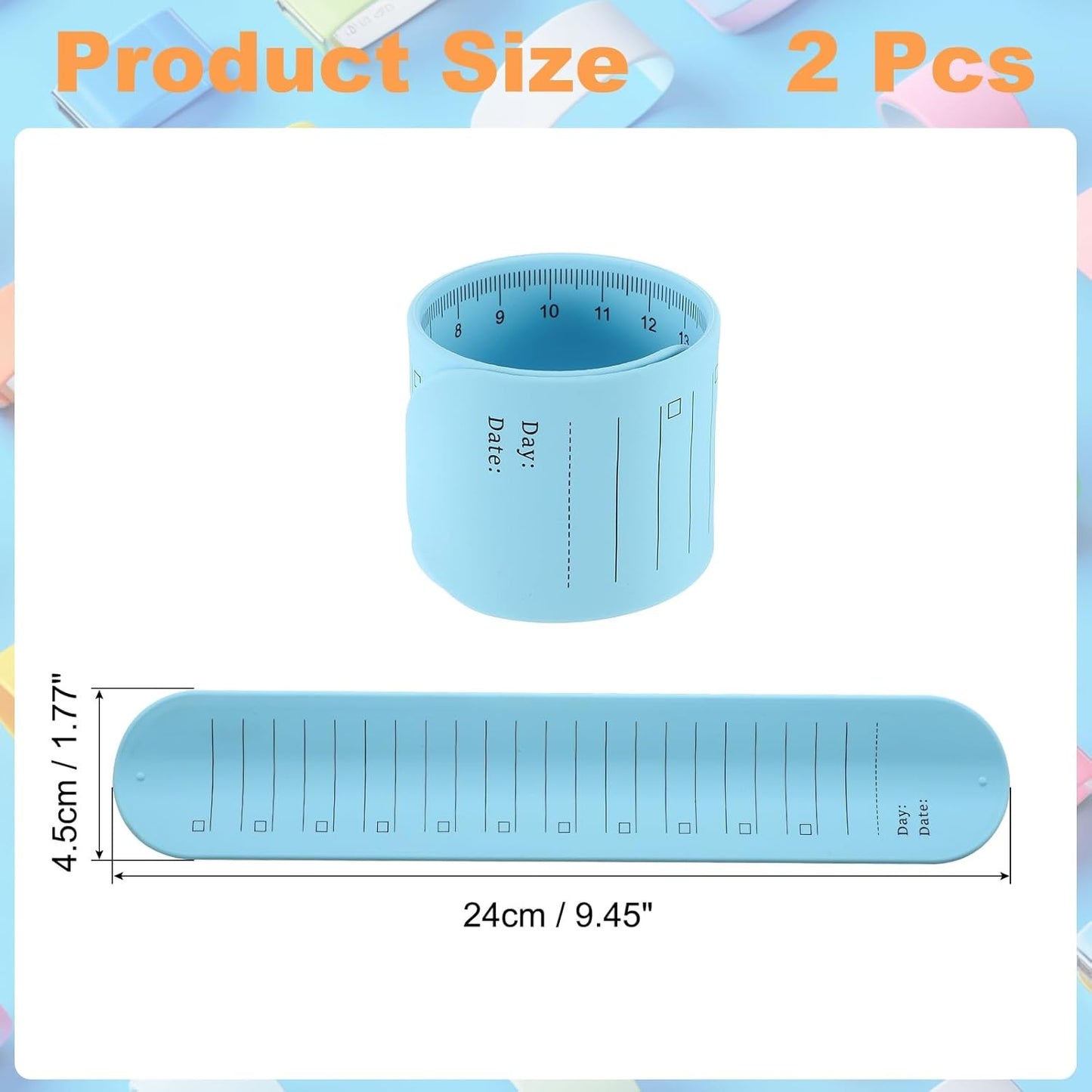 uxcell 2Pcs Writable Wrist Band, 9.45" x 1.18" Waterproof Slap Bracelet Reusable Writable Erasable to Do List Silicone Memo Wrist Bands for Planner Reminder (White)
