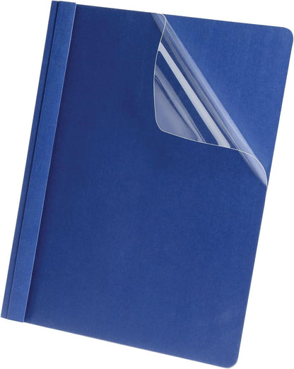 Oxford Linen Report Covers, Clear Front, Letter Size Folder with Prongs, for Presentation at School or Office, Black, 5 per Pack (50406)
