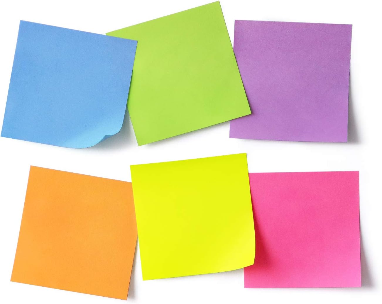 Sticky Notes 3x3 Self-Stick Notes Pads with 6 Bright Colors, Easy to Post for Office, Shool, Home, 6 Pads/Pack, 100 Sheets/Pad (Purple)