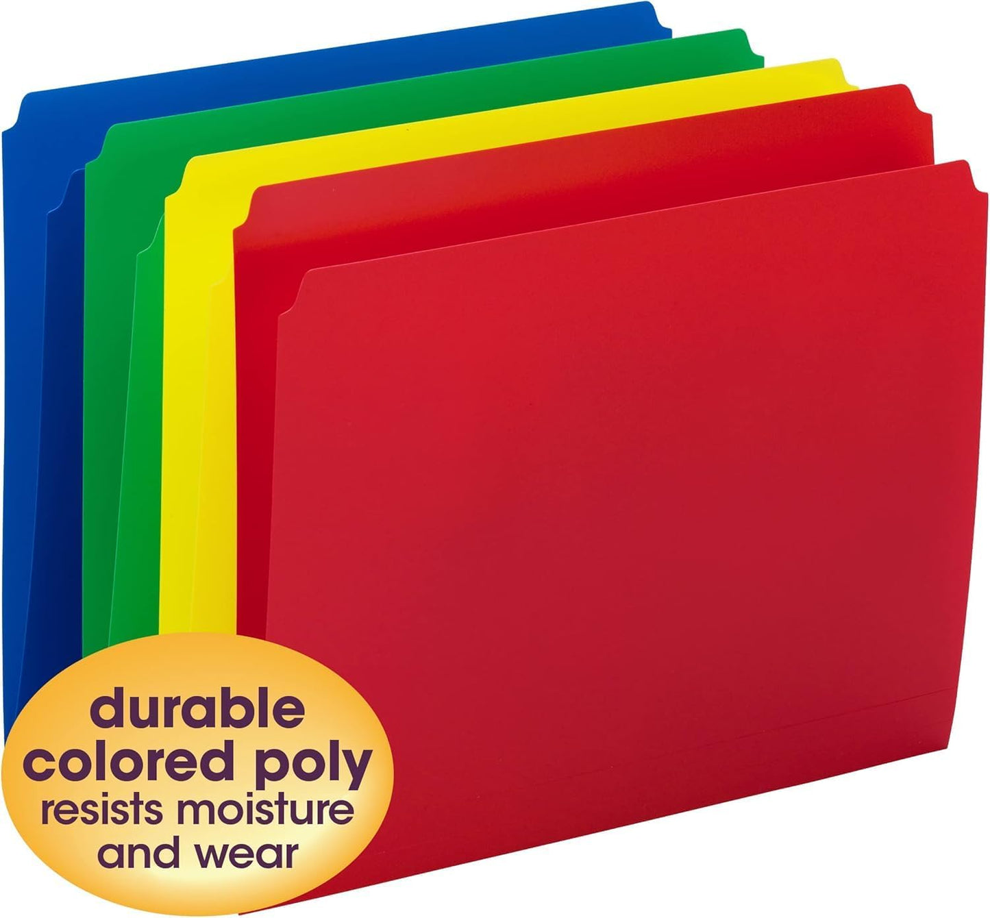 Smead Poly File Folder, 1/3-Cut Tab, Letter Size, Red, 24 per Box (10501)
