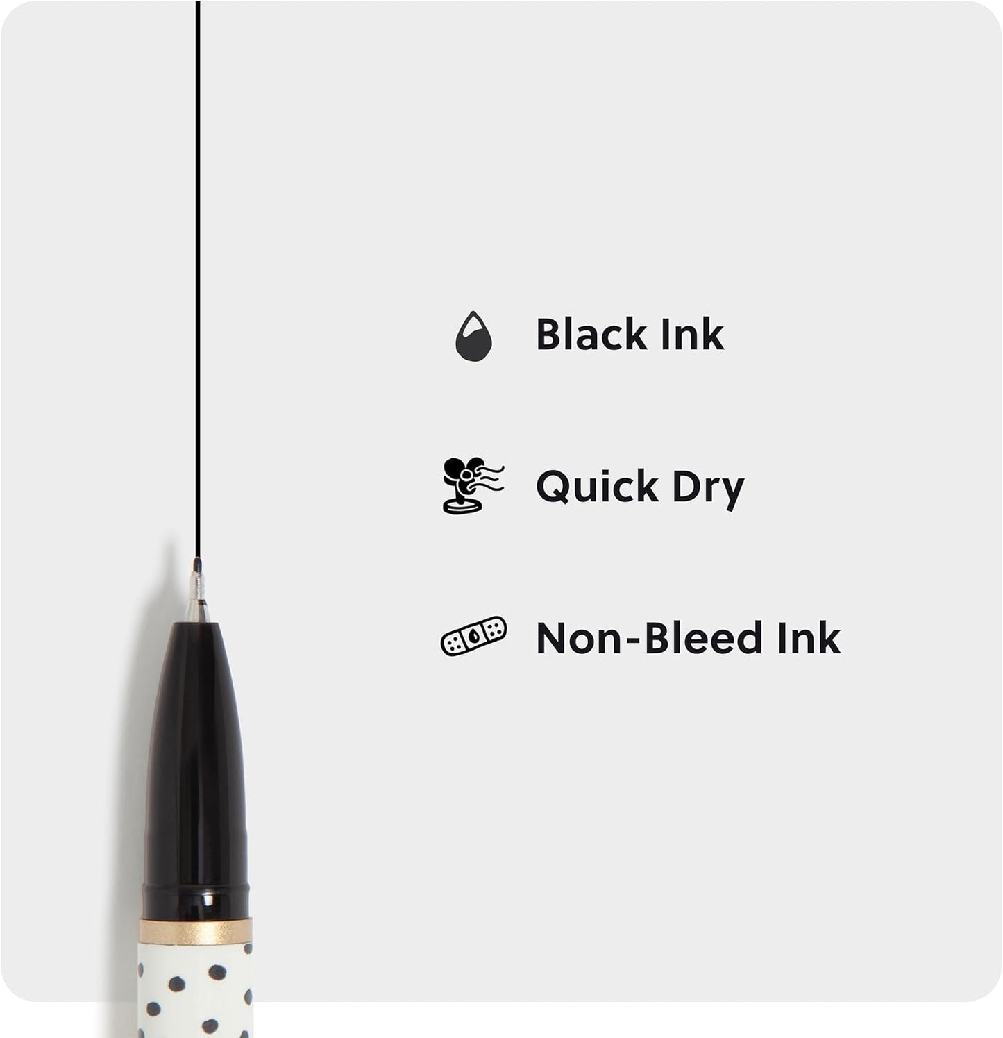 U Brands Catalina Felt Tip Pens, Set of 12, Stripes and Dots with Gold Details, Medium (0.7 mm) Point, Black Ink