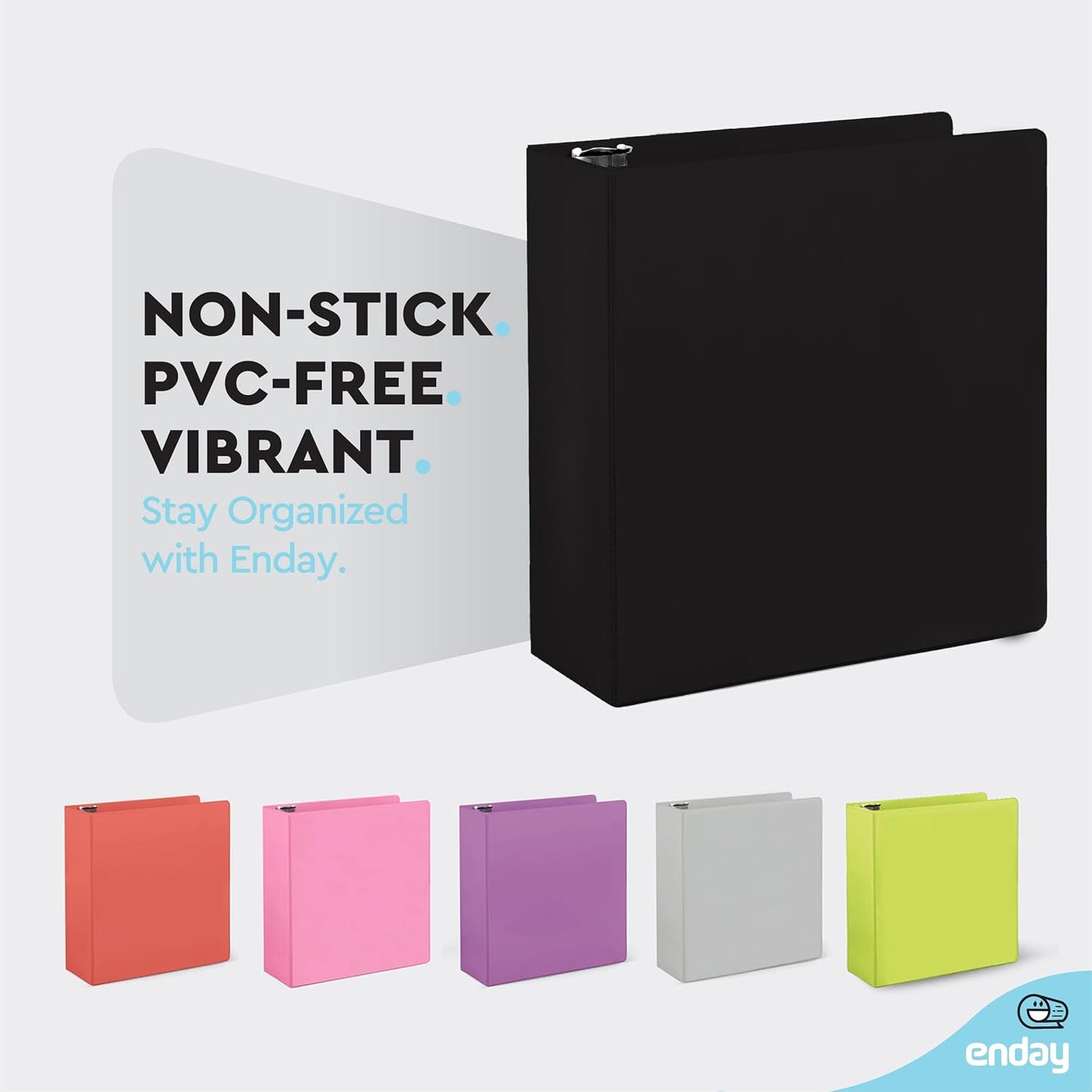 3 Inch Binder 3 Ring Binders Green, Slant D-Ring 3” Clear View Cover with 2 Inside Pockets, Heavy Duty Colored School Supplies Office and Home Binders – By Enday