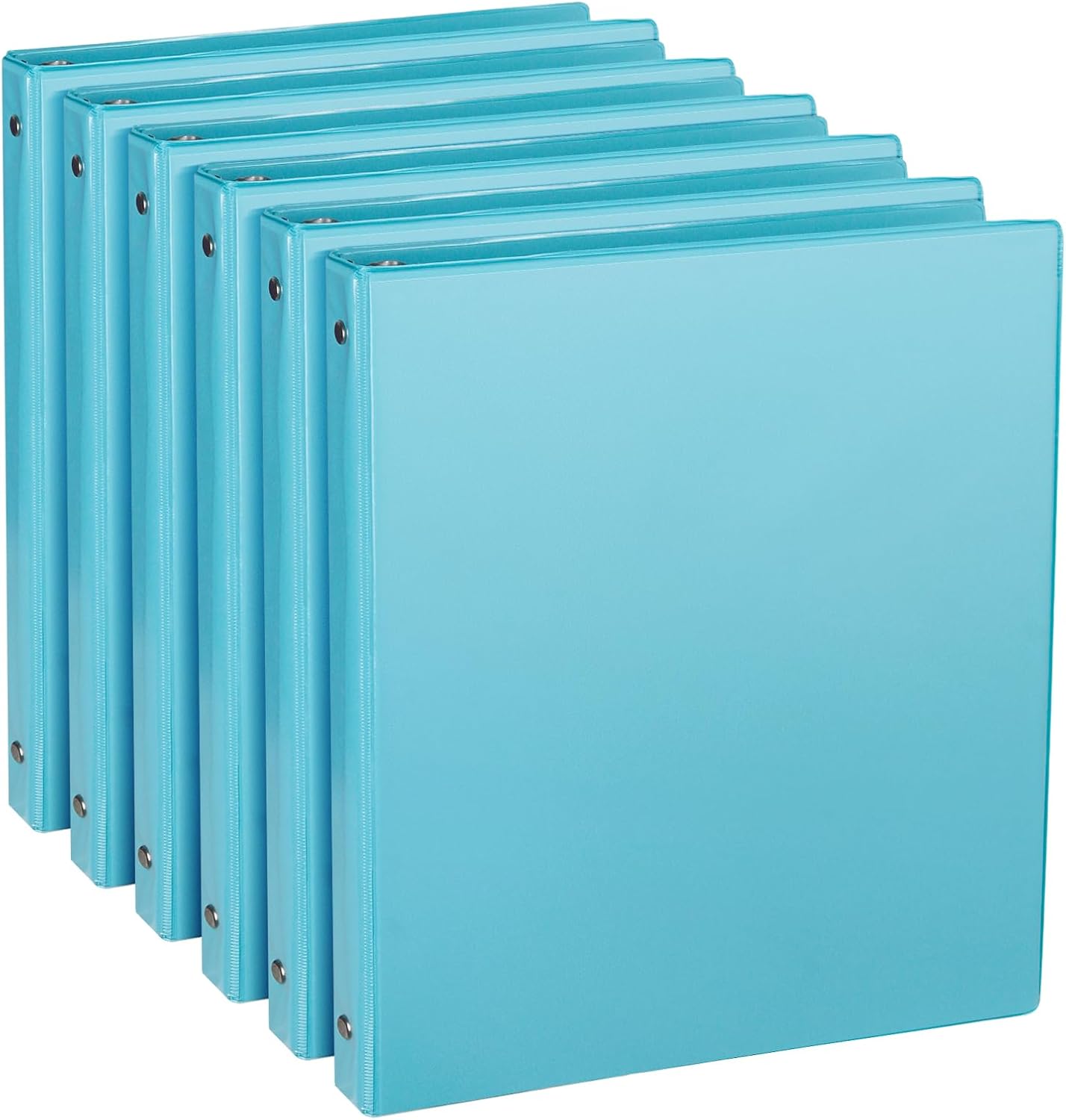 CIXILDTS 1-Inch Round Ring Binders, Standard 3 Ring Binder Fit Letter Size Paper, Presentation View Binders, 6 Packs, Assorted