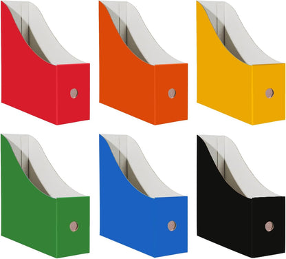 Limitliho 6 Pack Cardboard Magazine Holder for Desk, Book Bins for Classroom Library,Office,Home, 10.6" H x 10.2" L x 3.5" W in Magazine File Holder (Elegant color)