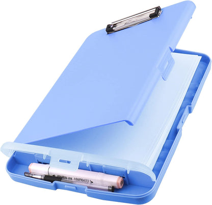 HWPRATO Clipboards Organizer Clipboard with Storage Nursing Clipboard Foldable File Folder Plastic Folio with Storage Case for Teacher,Kids,Doctor,Offices (Retro Blue)
